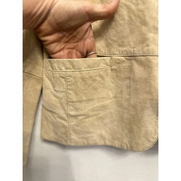 VTG Suede Leather Western Blazer Jacket Women Size M/L Floral Embroidered Boho - Picture 5 of 12